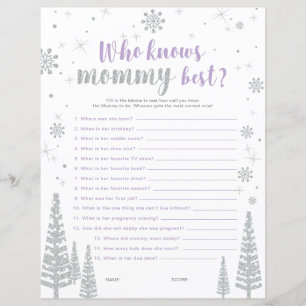 Jeu de Baby Shower Silver & Purple Winter Wonderla