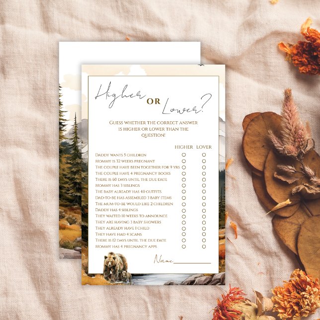 Jeu de Baby shower supérieur ou inférieur rustique (Créateur téléchargé)