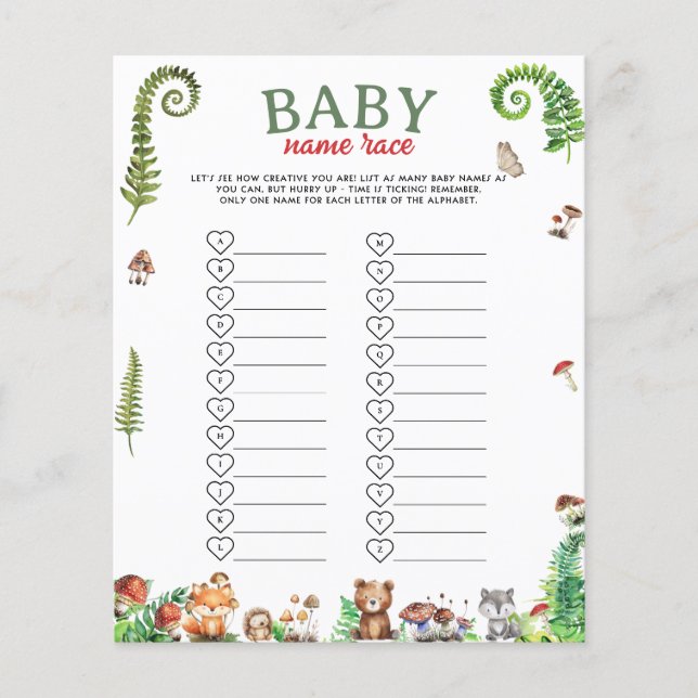 Jeu de baby shower sur le nom de bébé (Devant)