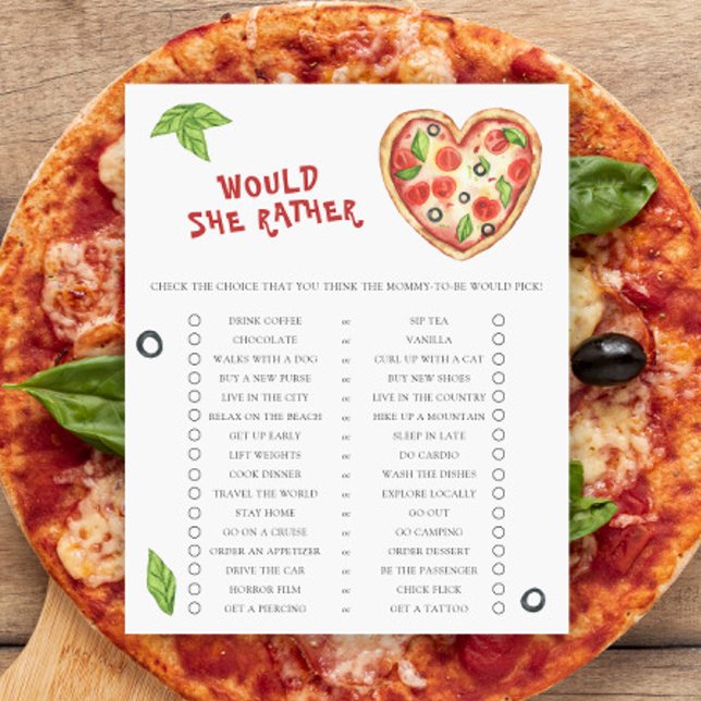 Jeu de baby shower sur le thème de la pizza: Préfé (Créateur téléchargé)