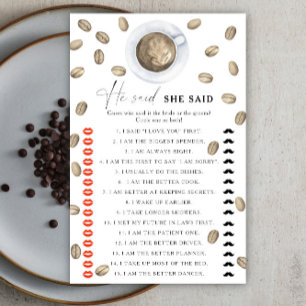 Jeu de baby shower sur le thème du café Il a dit o