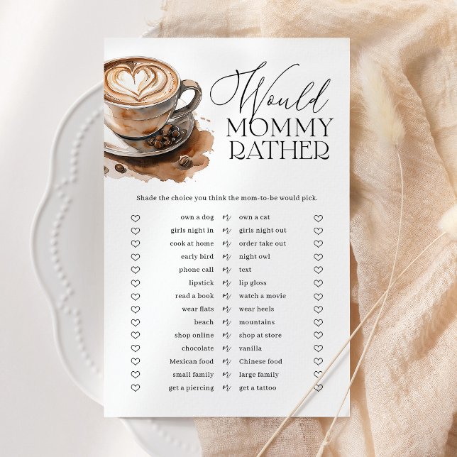 Jeu de Baby Shower sur le thème du café 'Would Mom (Créateur téléchargé)
