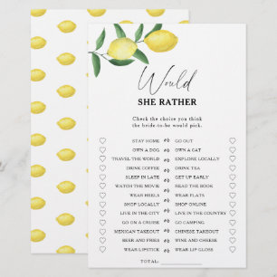 Jeu de baby shower sur le thème du citron