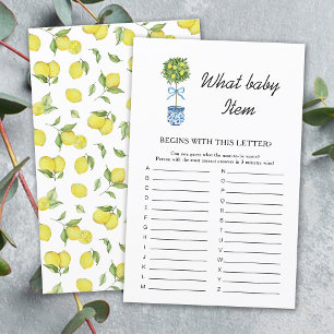 Jeu de baby shower sur le thème du citronnier