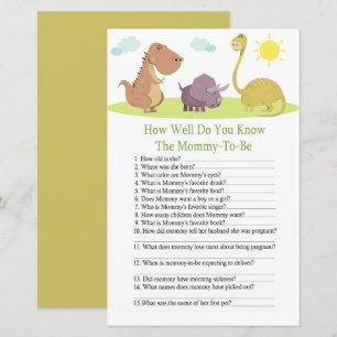 Jeu de baby shower sur les dinosaures