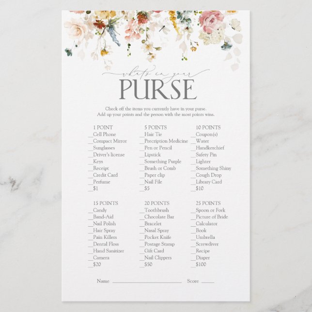 Jeu de Baby Shower sur les Fleurs de Jardin à l'Aq (Devant)