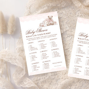 Jeu de baby shower 'Teddy Bear Whats in Your Purse
