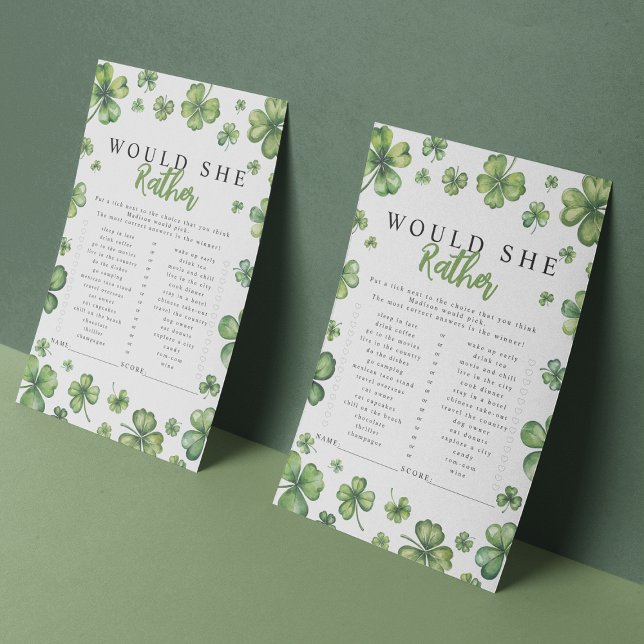 Jeu de Baby Shower 'Trèfle ou Elle Préfère' (Créateur téléchargé)
