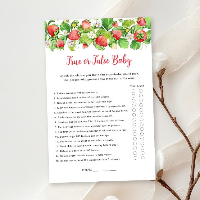 Jeu de baby shower Vrai ou Faux sur le thème de la (Créateur téléchargé)