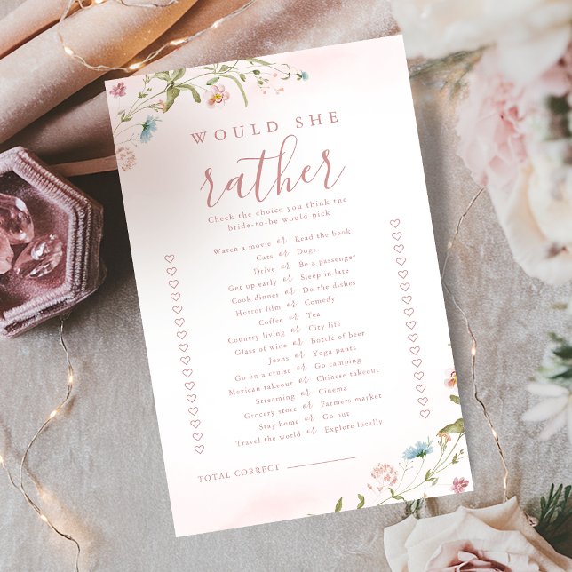 Jeu de baby shower 'Wildflower would she rather' p (Wildflower would she rather bridal shower game)
