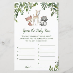 Jeu de Baby shower Woodland - Guess Baby Item