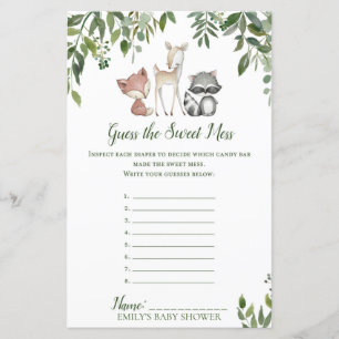 Jeu de Baby shower Woodland - Guess Sweet Mess