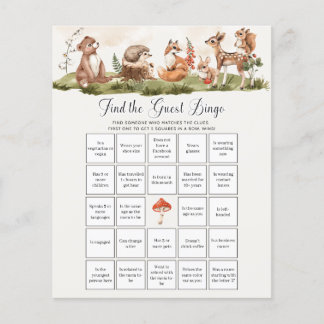 Jeu de Baby shower Woodland - Trouvez le Bingo inv