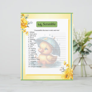 Jeu de Baby shower Word Scramble en Caoutchouc