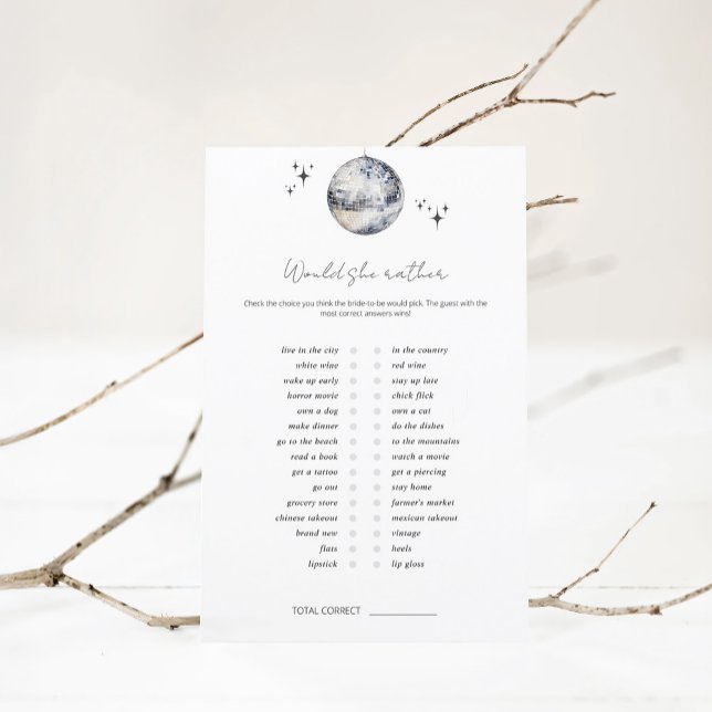 Jeu de Baby Shower 'Would She Rather Disco Ball' (Créateur téléchargé)