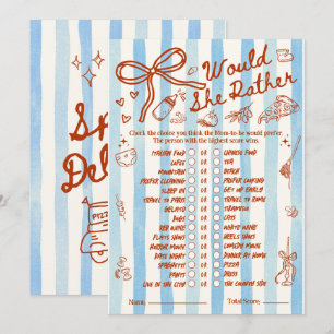 Jeu de Baby Shower "Would She Rather" en Rouge Ble