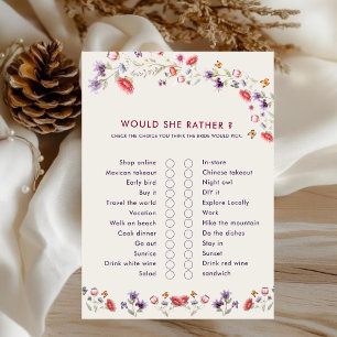 Jeu de Baby Shower 'Would She Rather' sur le thème