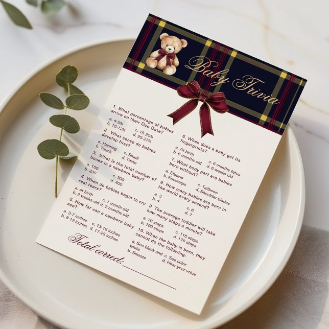 Jeu de baby trivia polo teddy bear carreaux rouge  (Créateur téléchargé)