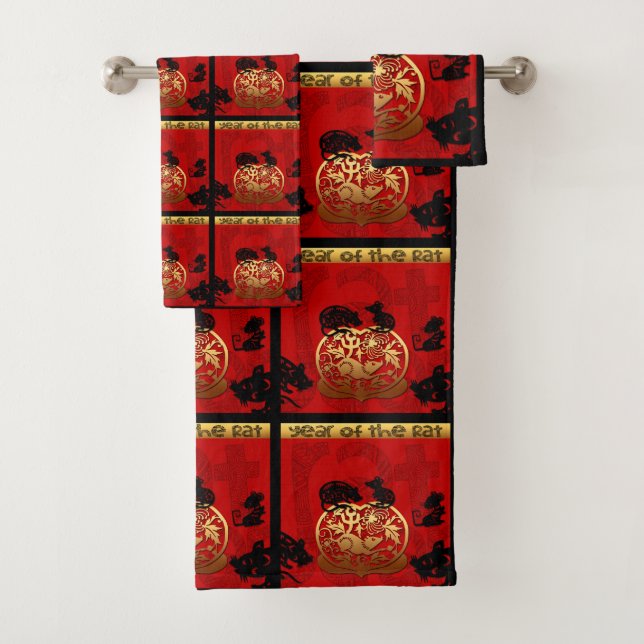 Jeu de bain Zodiac Anniversaire de rat mignon chin (En situation)