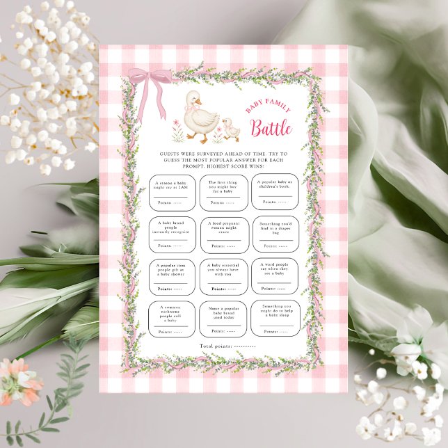Jeu de bataille de famille pour bébé en vichy rose (Créateur téléchargé)