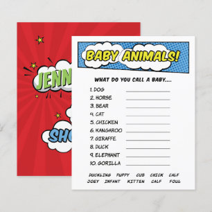 Jeu de bébé animaux super-héros de bande dessinée 