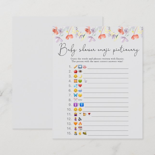jeu de bébé shower avec des émoticônes de fleurs s (Devant / Derrière)