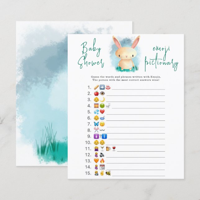 Jeu de bébé shower avec l'image de l'émoji lapin (Devant / Derrière)