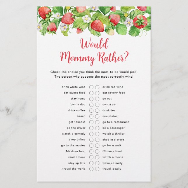 Jeu de bébé Strawberry Would Mommy Rather (Devant)