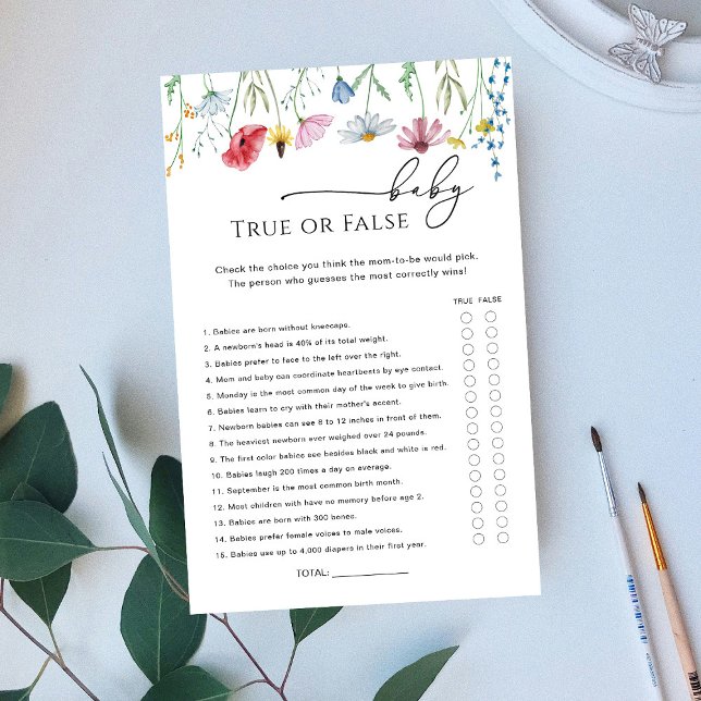 Jeu de bébé Vrai ou Faux Fleurs Sauvages (Créateur téléchargé)