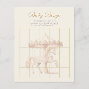 Jeu de bingo aquarelle Cheval Carrousel Rose Vinta