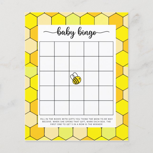 Jeu de bingo Baby shower abeille (Devant)