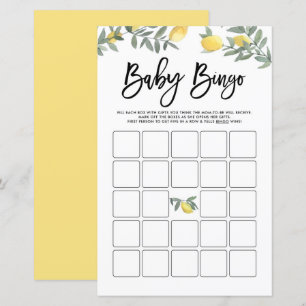 Jeu de Bingo Baby Shower Aquarelle Boho Citrons