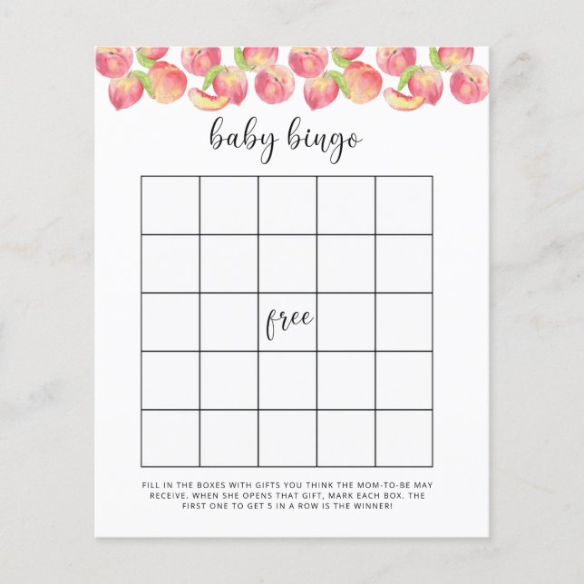 Jeu de bingo Baby shower aquarelle pêche (Devant)
