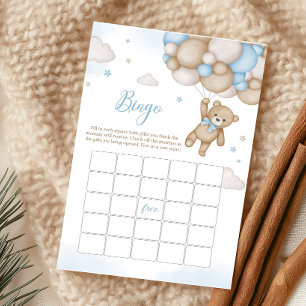 Jeu de Bingo Baby Shower Ballons Ours Bleu