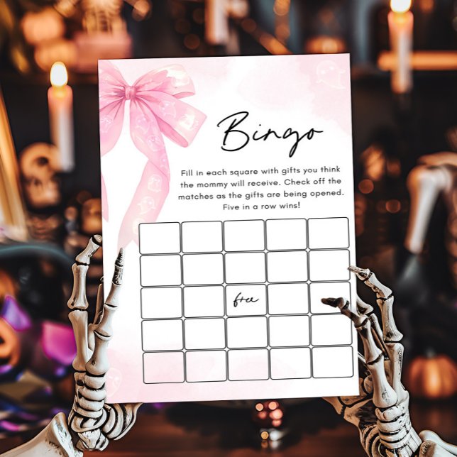 Jeu de Bingo Baby Shower Bébé Arc Rose (Girl Coquette Halloween Baby Shower Bingo Game)