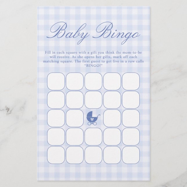 Jeu de bingo Baby Shower Bleu (Devant)