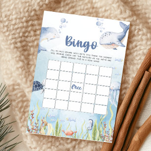 Jeu de bingo Baby Shower Bleu sous la mer