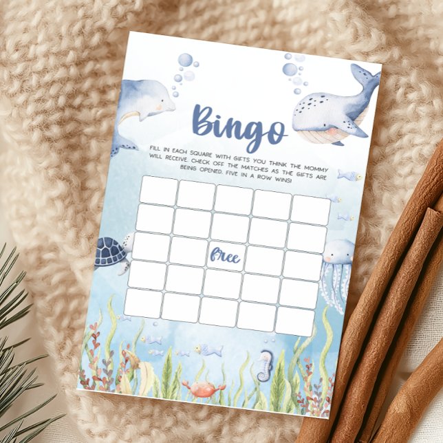Jeu de bingo Baby Shower Bleu sous la mer (Under the Sea Baby Shower Game)