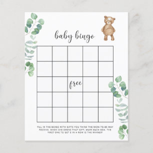 Jeu de bingo Baby shower bois d'eucalyptus