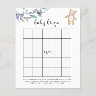 Jeu de bingo Baby shower bois d'eucalyptus