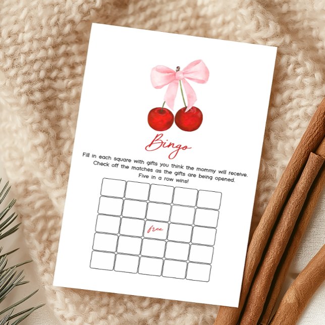 Jeu de Bingo Baby Shower Cerise sur le Gâteau (Coquette Cherry on Top Baby Shower Game)