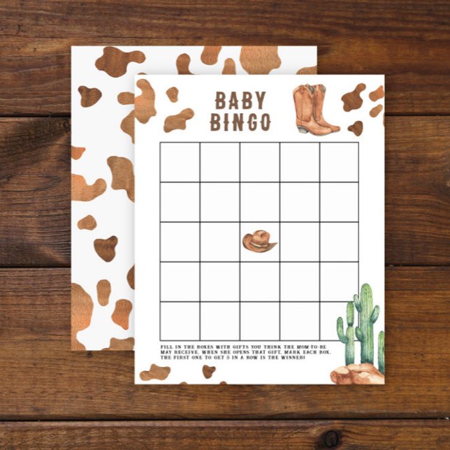 Jeu de bingo Baby shower Cowboy (Créateur téléchargé)