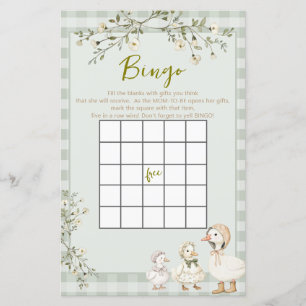 Jeu de bingo Baby Shower de la Mère l'Oie et de l'