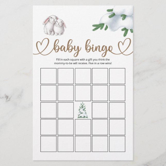 Jeu de Bingo Baby shower d'hiver (Devant)