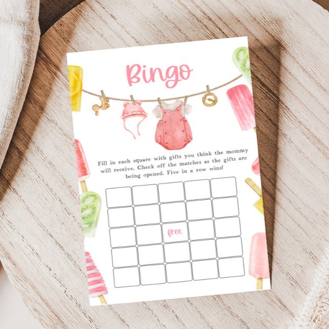 Jeu de Bingo Baby Shower Fille Popsicle (Ready to Pop Popsicle Baby Shower Game)