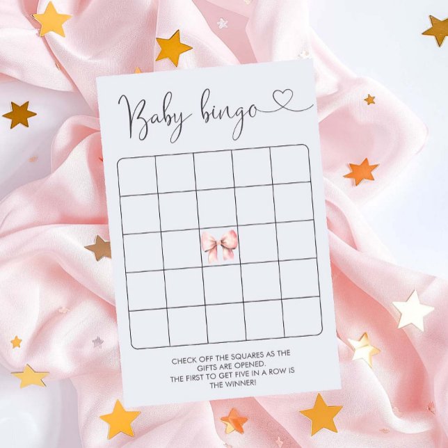 Jeu de Bingo Baby shower fille rose Bow (Créateur téléchargé)