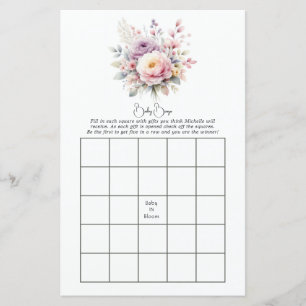 Jeu de bingo Baby Shower Fleur Baby in Bloom