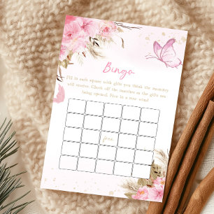 Jeu de Bingo Baby Shower Fleurs Papillon