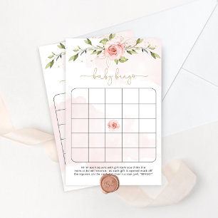 Jeu de bingo baby shower floral rose gold