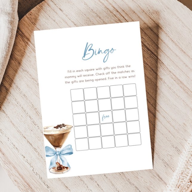 Jeu de Bingo Baby Shower Martini au Bow Espresso B (Espresso Baby Shower Game)